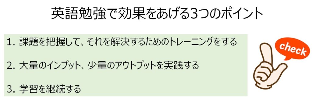 英語勉強で効果をあげる3つのポイント